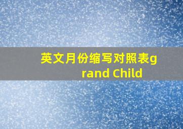 英文月份缩写对照表grand Child